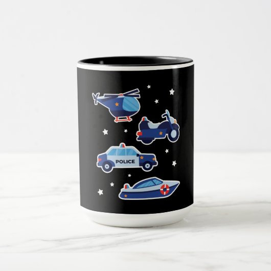 かわいい漫画の警察車両 マグカップ (中央)