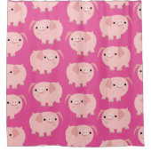 かわいい漫画の豚のシャワーカーテン シャワーカーテン (正面)