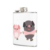 かわいい漫画の豚オンザウォークスキットル フラスク (左)
