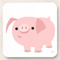 かわいい漫画の豚コースターセット