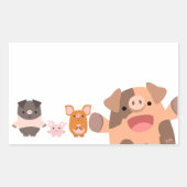 かわいい漫画の豚シールの束 長方形シール (正面)
