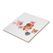 かわいい漫画の豚家族のタイル タイル (側面)