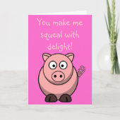 かわいい漫画の豚 – 喜びで悲鳴を上げる シーズンカード (正面)