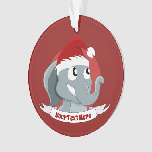 かわいい漫画の象とクリスマスの装飾 オーナメント (正面)