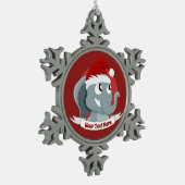 かわいい漫画の象とクリスマスの装飾 スノーフレークピューターオーナメント (左)