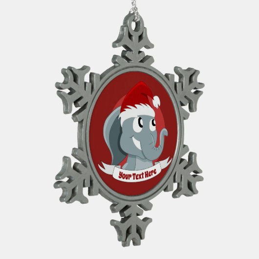 かわいい漫画の象とクリスマスの装飾 スノーフレークピューターオーナメント (左)