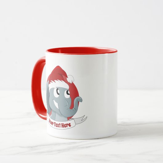 かわいい漫画の象とクリスマスマグ マグカップ (正面左)