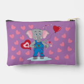 かわいい漫画の象とハートキッドパープルポーチ アクセサリーポーチ (裏面)