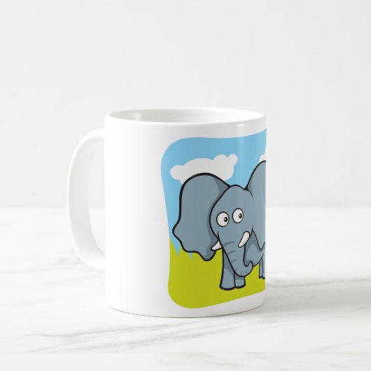 かわいい漫画の象のおもしろいジャングル動物 コーヒーマグカップ (正面左)