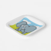 かわいい漫画の象のおもしろいジャングル動物 ペーパープレート (傾斜あり)