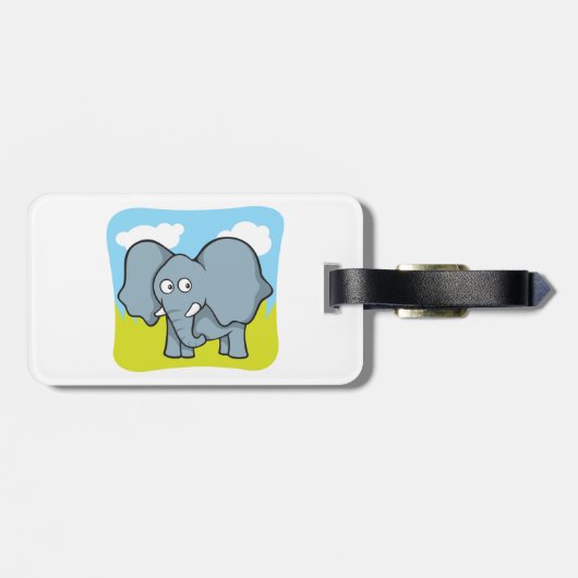 かわいい漫画の象のおもしろいジャングル動物 ラゲッジタグ (裏面横)