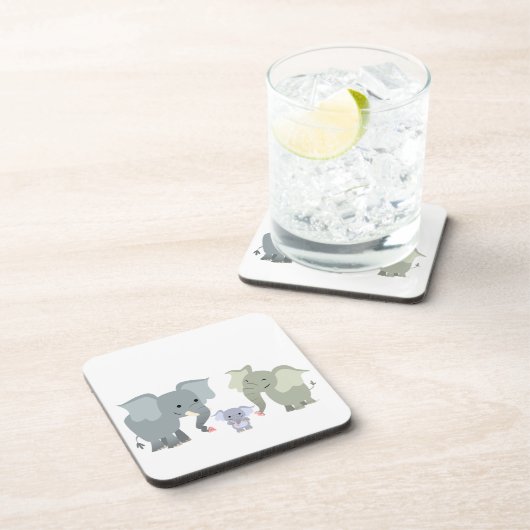 かわいい漫画の象の家族のコースターセット コースター (右側)