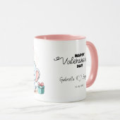 かわいい漫画の象の恋人ハートバレンタインデー マグカップ (正面右)