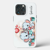 かわいい漫画の象の恋人ハートバレンタインデー Case-Mate iPhoneケース (裏面)