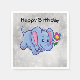 かわいい漫画の象 スタンダードカクテルナプキン