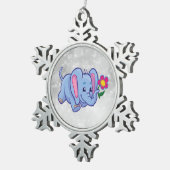 かわいい漫画の象 スノーフレークピューターオーナメント (右)