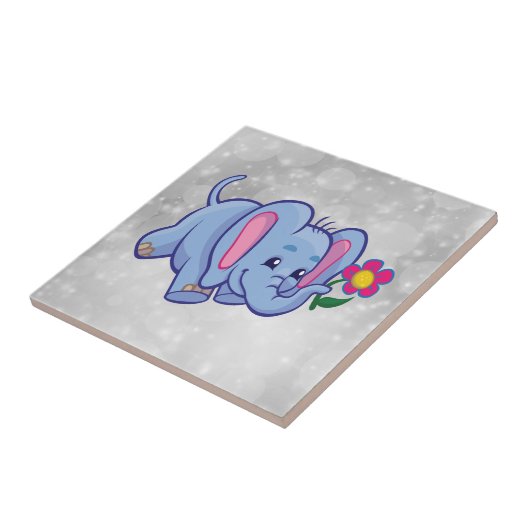 かわいい漫画の象 タイル (側面)