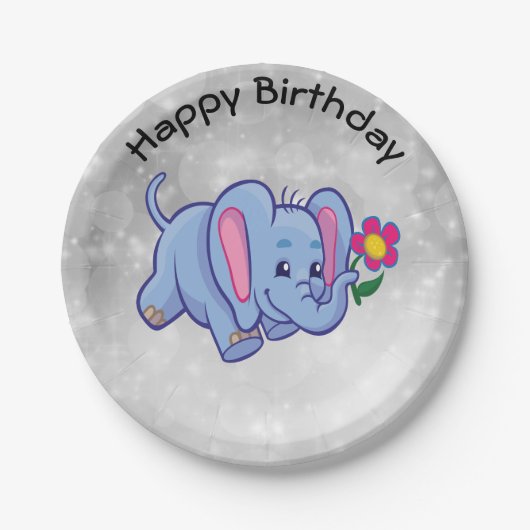 かわいい漫画の象 ペーパープレート (正面)