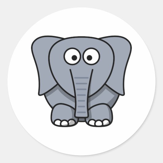 かわいい漫画の象 ラウンドシール (正面)