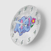 かわいい漫画の象 ラウンド壁時計 (傾斜)