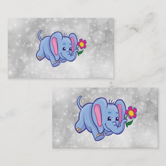 かわいい漫画の象 名刺 (正面/裏面)