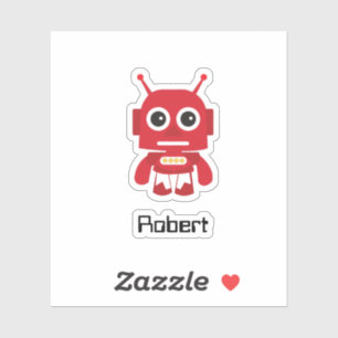 かわいい漫画の赤いレトロのロボットステッカー シール