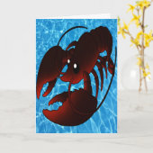 かわいい漫画の赤いロブスター カード (黄色い花)