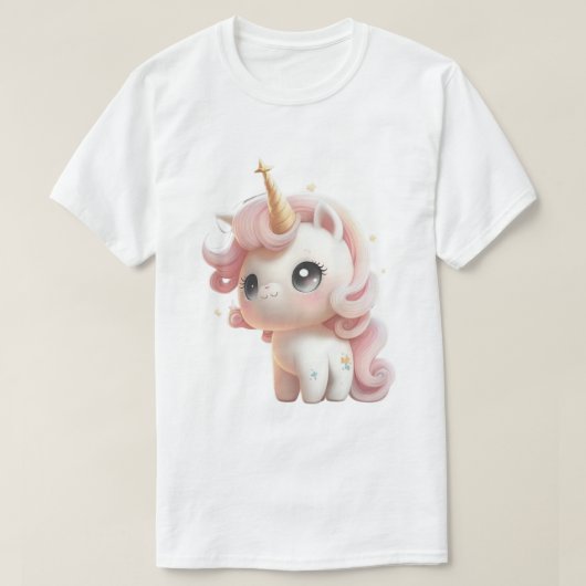 かわいい漫画の赤ちゃんユニコーンデザイン Tシャツ (デザイン正面)