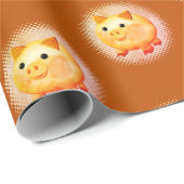 かわいい漫画の赤ちゃん絵画ブタ ラッピングペーパー (ロールコーナー)