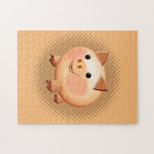 かわいい漫画の赤ちゃん豚 ジグソーパズル (横)