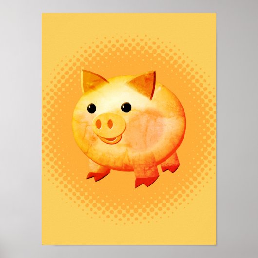 かわいい漫画の赤ちゃん豚 ポスター (正面)