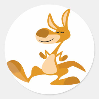 かわいい漫画の踊りのカンガルーのステッカー ラウンドシール