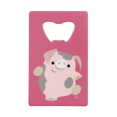 かわいい漫画の踊りのブタの栓抜き クレジットカード栓抜き (正面)