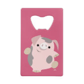 かわいい漫画の踊りのブタの栓抜き クレジットカード栓抜き (裏面)