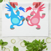 かわいい漫画の踊りユニコーンのキッチンタオル キッチンタオル (折り畳み)