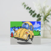 かわいい漫画の車 ポストカード (スタンド正面)