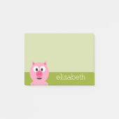 かわいい漫画の農場の豚 - ピンクとライムグリーン ポストイット (正面)