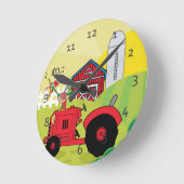 かわいい漫画の農場 ラウンド壁時計 (傾斜)