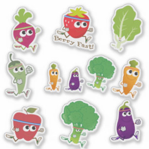 かわいい漫画の連続したフルーツおよび野菜のステッカーセット シール