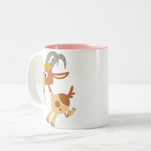 かわいい漫画の連続したヤギのマグ ツートーンマグカップ (正面左)