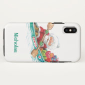 かわいい漫画の陽気なサンタクロースが漕ぎ船に乗っている Case-Mate iPhoneケース (裏面(横))