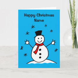 かわいい漫画の雪だるまがおめでとうクリスマス カード