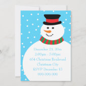 かわいい漫画の雪だるまはクリスマス・パーティをからかいます 招待状 (裏面)