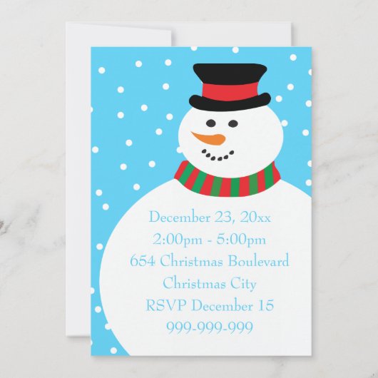 かわいい漫画の雪だるまはクリスマス・パーティをからかいます 招待状 (裏面)