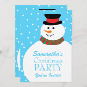 かわいい漫画の雪だるまはクリスマス・パーティをからかいます 招待状 (正面/裏面)