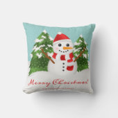 かわいい漫画の雪だるまカスタム家族の名前クリスマス クッション (正面)