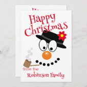 かわいい漫画の雪だるま シーズンカード (正面/裏面)