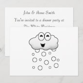 かわいい漫画の雪雲 招待状 (正面/裏面)