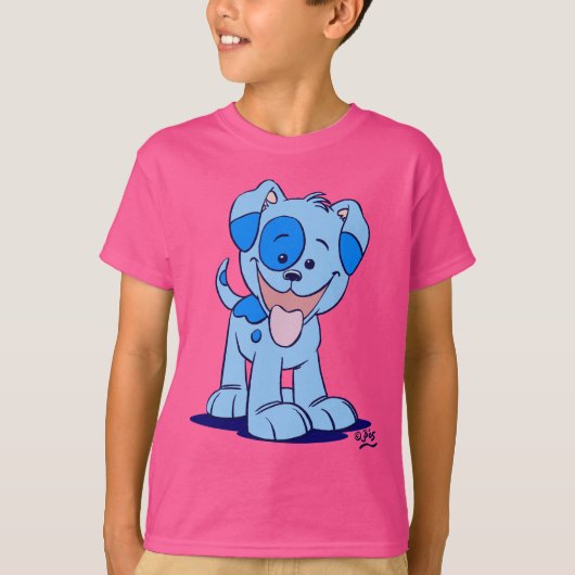 かわいい漫画の青い子犬 Tシャツ (正面)