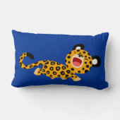 かわいい漫画の顔を見たヒョウ枕 ランバークッション (裏面)